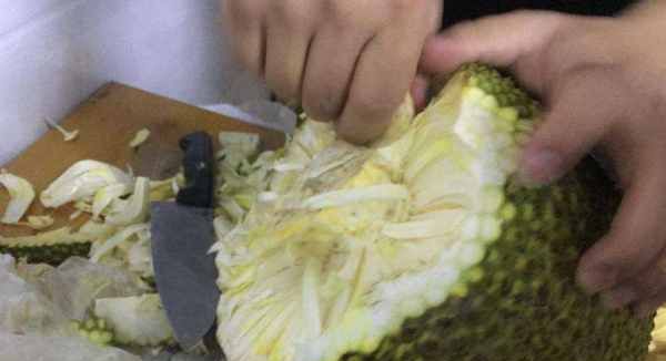 怎么开菠萝蜜不粘刀不粘手,怎么开菠萝蜜的视频教程图2