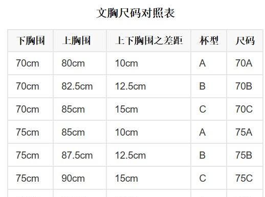 胸围尺码表换算,文胸内衣尺码对照表标准图5