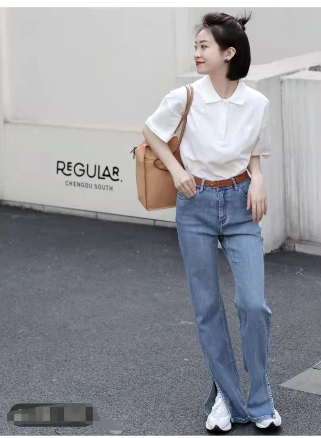 开叉喇叭裤怎么搭配上衣和鞋子图片（开叉喇叭裤配什么鞋子好看）